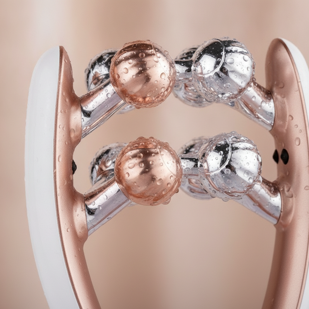 Detalle de las esferas de masaje oro rosa del BAVELIA